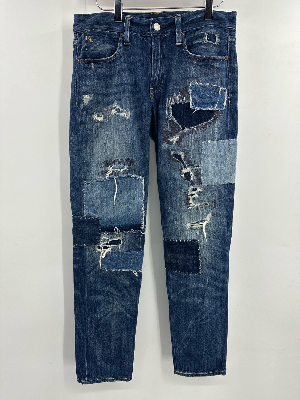 Polo by Ralph Lauren Astor Slim Boyfriend Dark Blue Patchwork Jeans